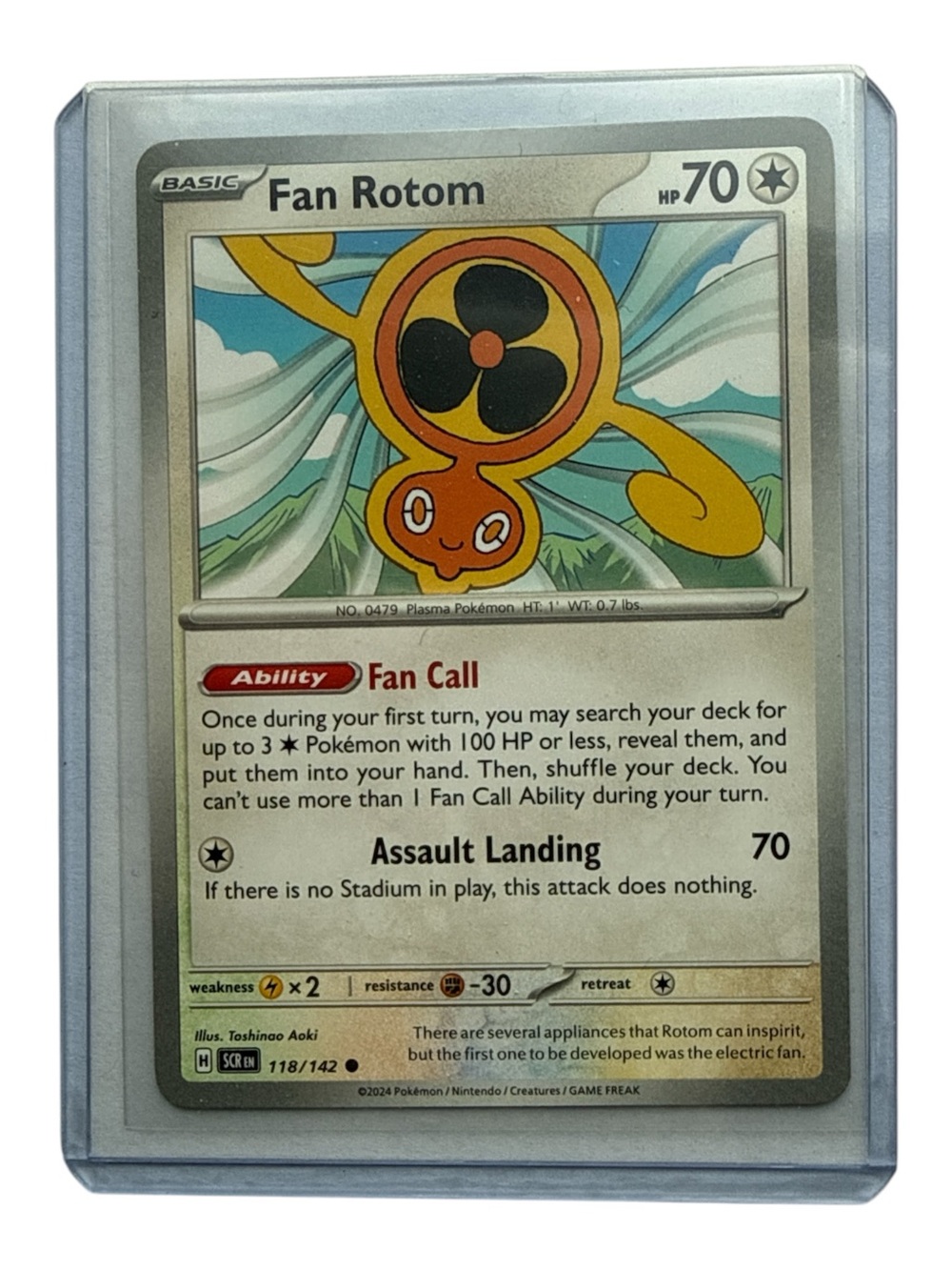 Pokemon Fan Rotom Trading Card In Sleeve